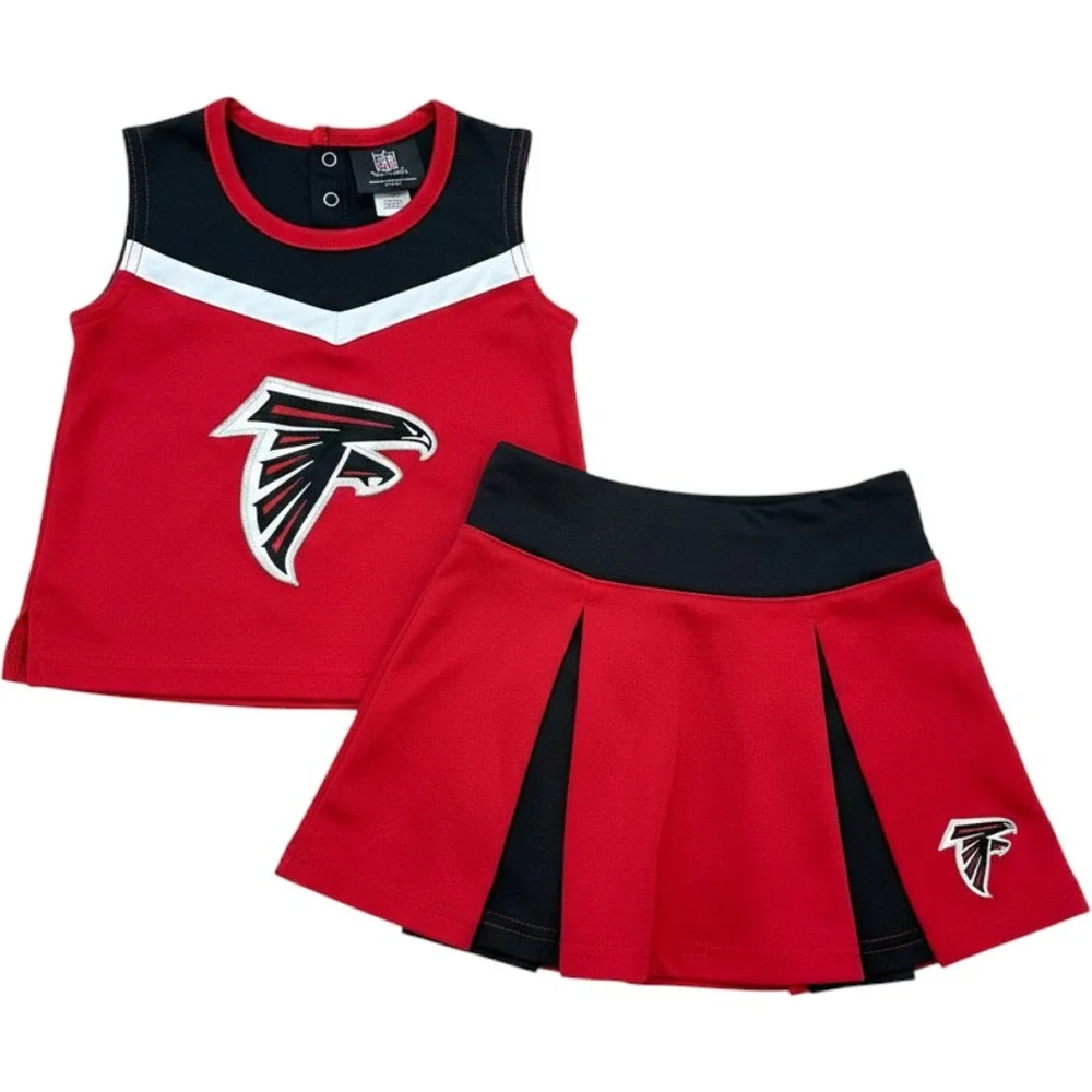 NFL Team Apparel Kids Atlanta Falcons Cheerleader Outfit Set Red Black 4T